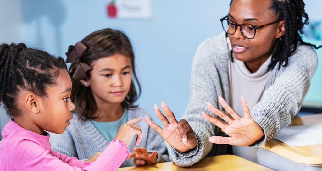 math teacher with elementary students